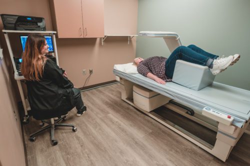 Patient receiving a bone scan at a Siouxland Community Health Office